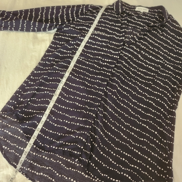Bella Dahl Hipster Relaxed Button Down Top Shirt Blouse Navy White Dots V-neck L - Picture 6 of 12